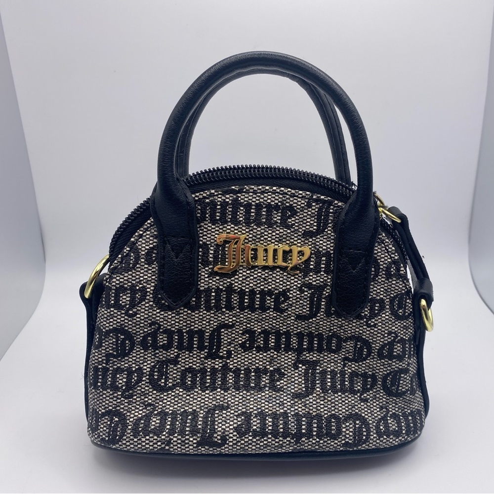 Juicy Couture Mini Handbag Black Gray Print Faux Leather